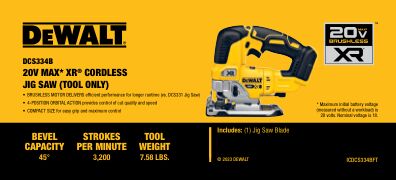 DEWALT DCS334B 20V MAX XR JIGSAW BARE