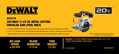 DEWALT DCS373B 20V MAX METAL CUTTING CIRCULAR SAW BARE
