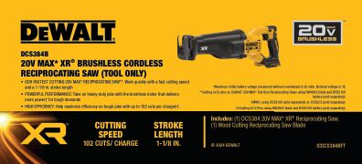 DEWALT DCS384B 20V MAX XR RECIP SAW BARE
