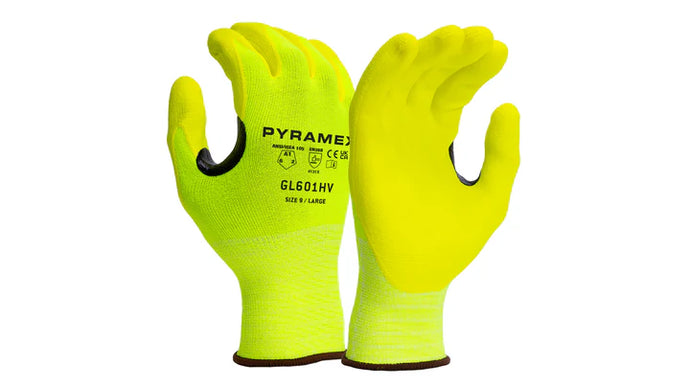 Pyramex XL Micro-Foam Nitrile Hi Vis Yellow Gloves GL601HVXL