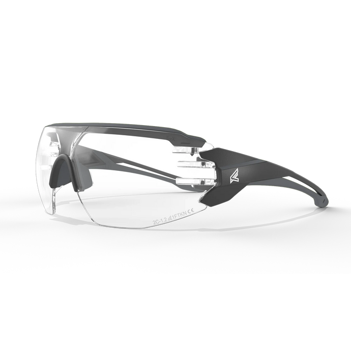 EDGE EYEWEAR TV121VS TAVEN - BLACK FRAME WITH GRAY TPR/VAPOR SHIELD CLEAR LENSES