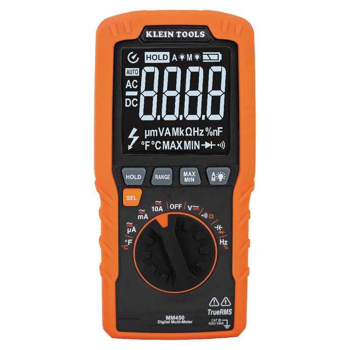 Slim Digital Multimeter, TRMS Auto-Ranging, 600V, Temp