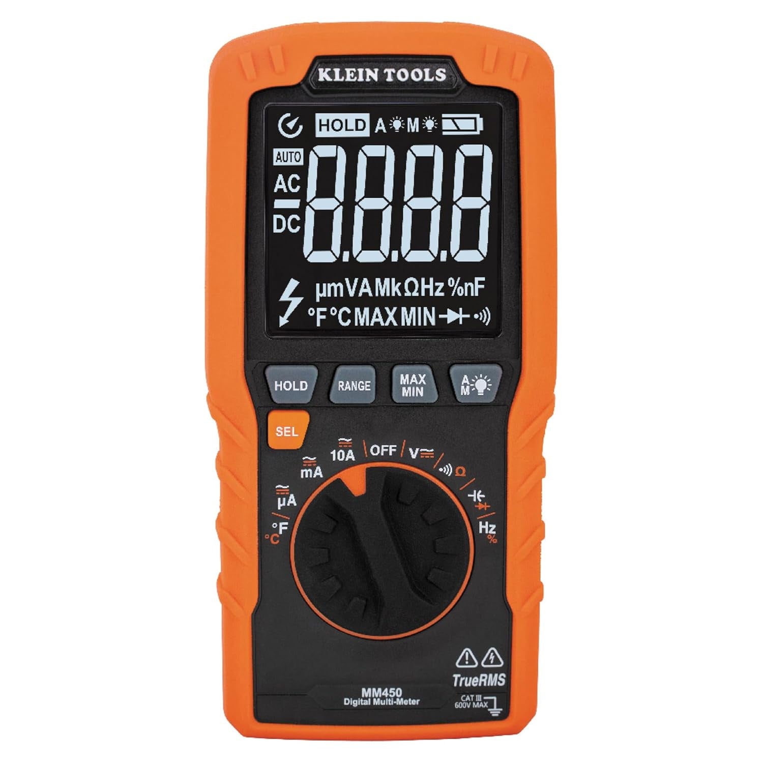 Slim Digital Multimeter, TRMS Auto-Ranging, 600V, Temp