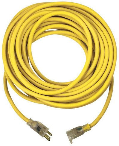 VOL-05-00366 100ft 12/3 SJTW Yellow/Black Ext Cord w/Lighted End, NEMA 5-15