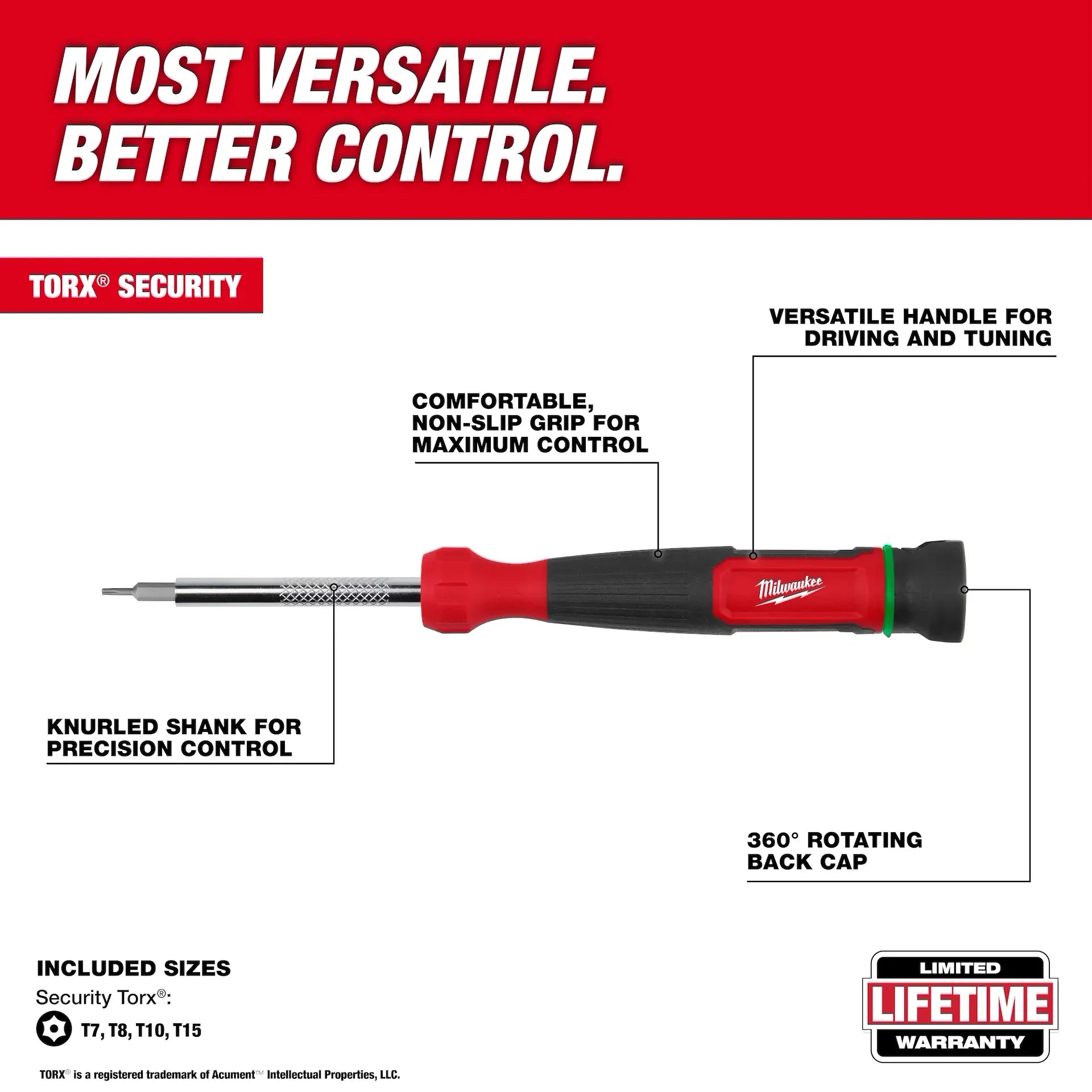 MILWAUKEE 48-22-2931 4IN1 PRECISION MULTI-BIT SCREWDRIVER TORX