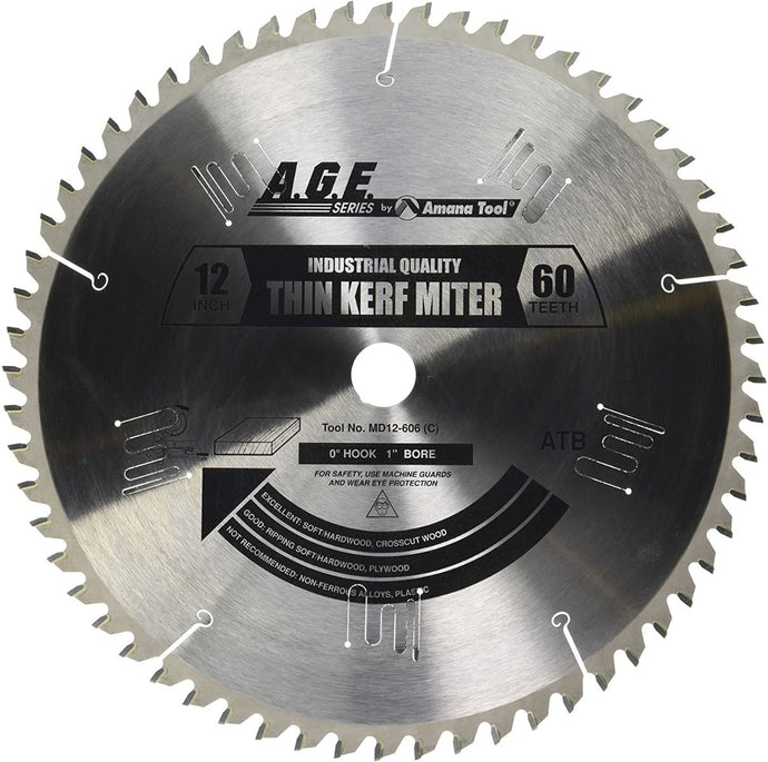 A.G.E MD12-606 12" THIN MITER BLADE B=1" 60T ATB