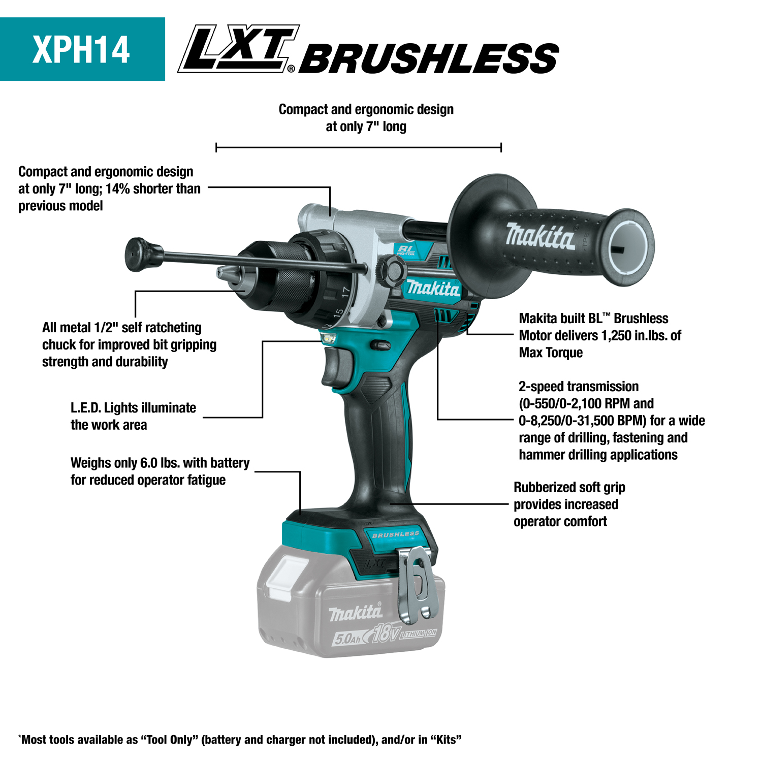 MAKITA XT297T 18V LXT BRUSHLESS 2PC COMBO KIT
