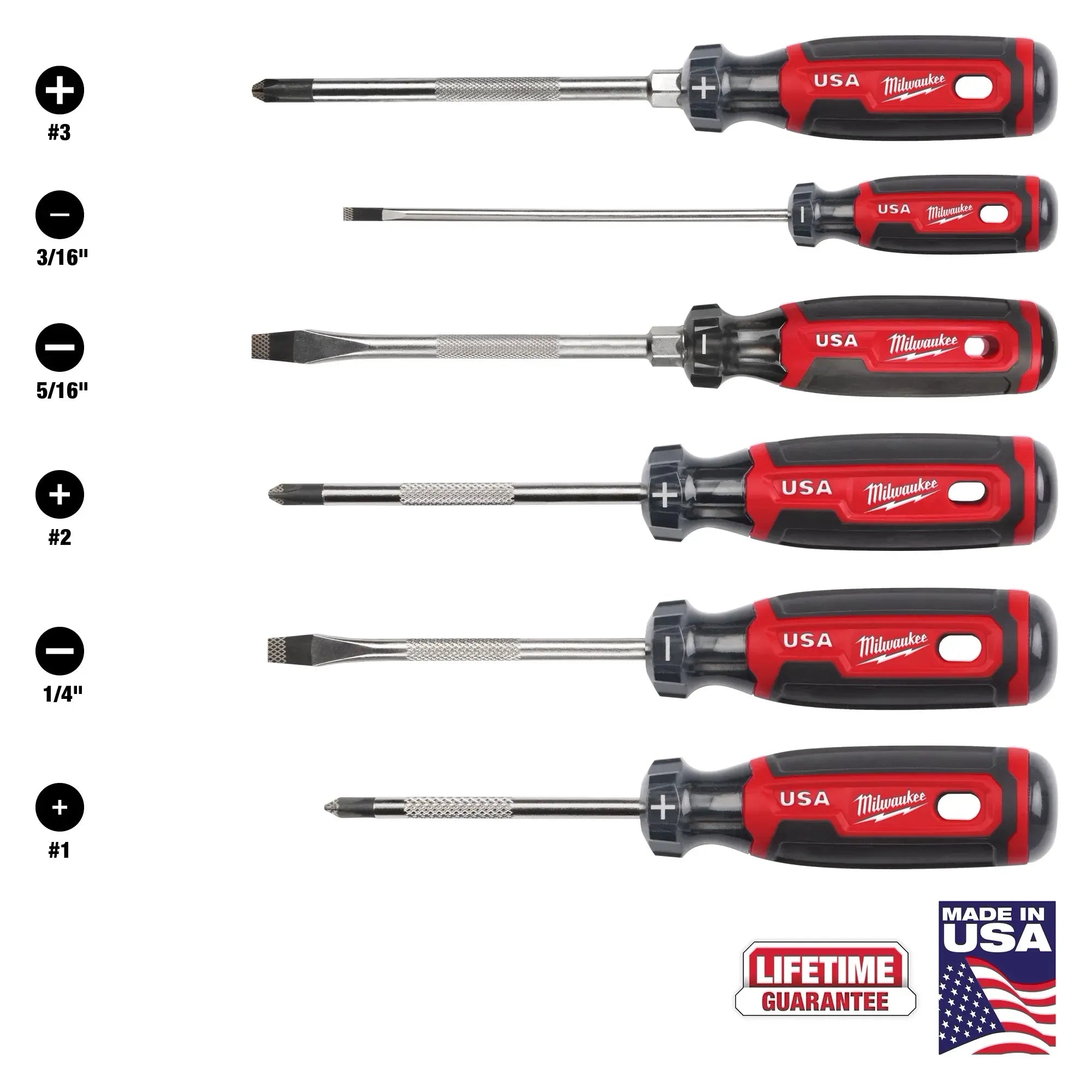 MILWAUKEE MT200-6 6PC CUSHION GRIP SCREWDRIVER SET