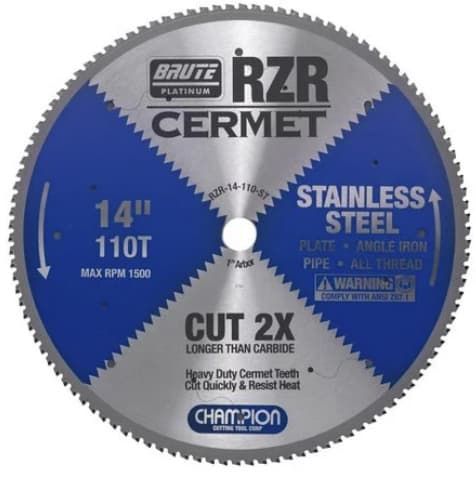 CHAMPION RZR-14-110-ST CERMET CIRCULAR SAW 14"110TX1