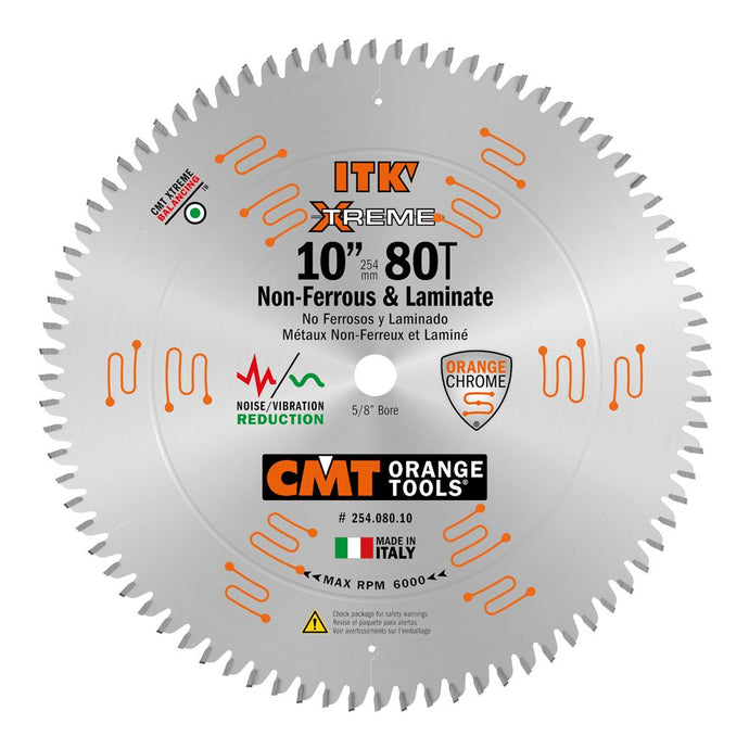 CMT 254.080.10 10" NON-FERROUS / MELAMINE BLADE B=5/8" T=80 TCG NEG