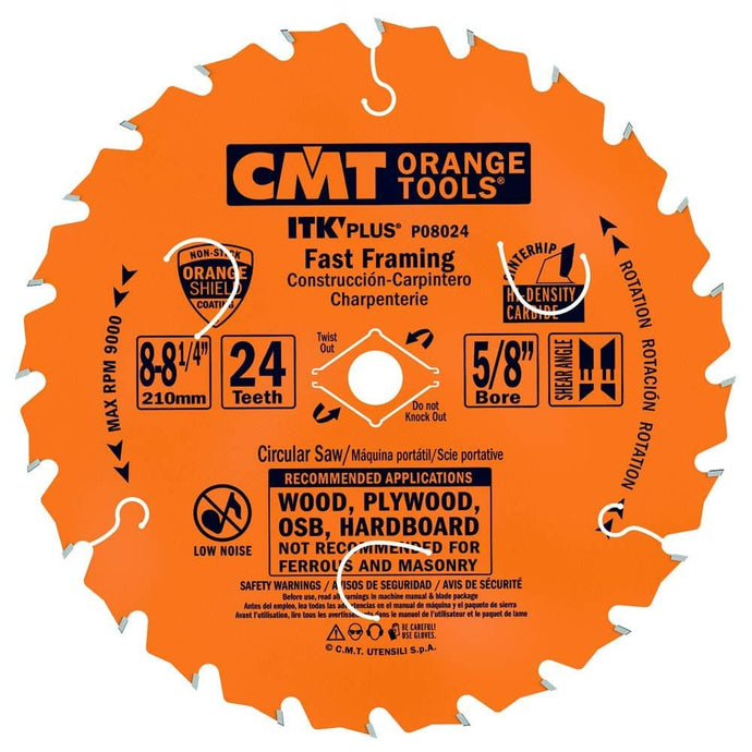 CMT P08024 8-1/4" ITK-PLUS FAST FRAMING BLADE B=5/8" 24T ATB+SHEAR