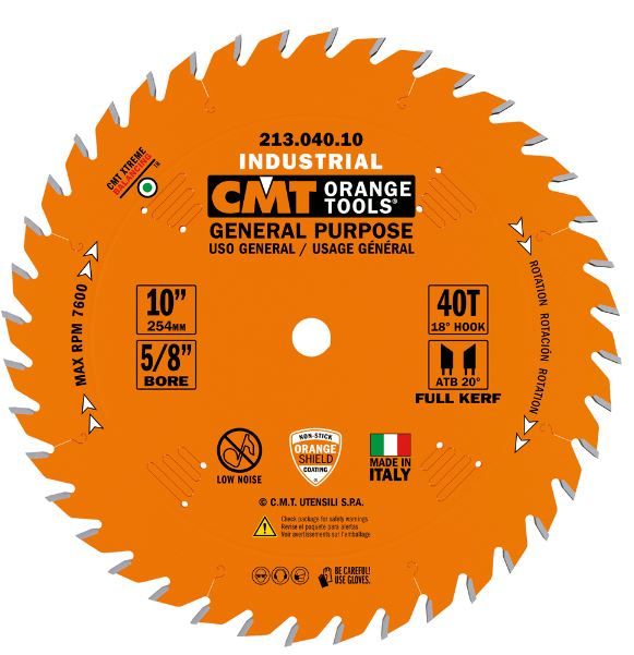 CMT 213.040.10 10" INDUSTRIAL GENERAL-PURPOSE BLADE B=5/8" T=40 ATB