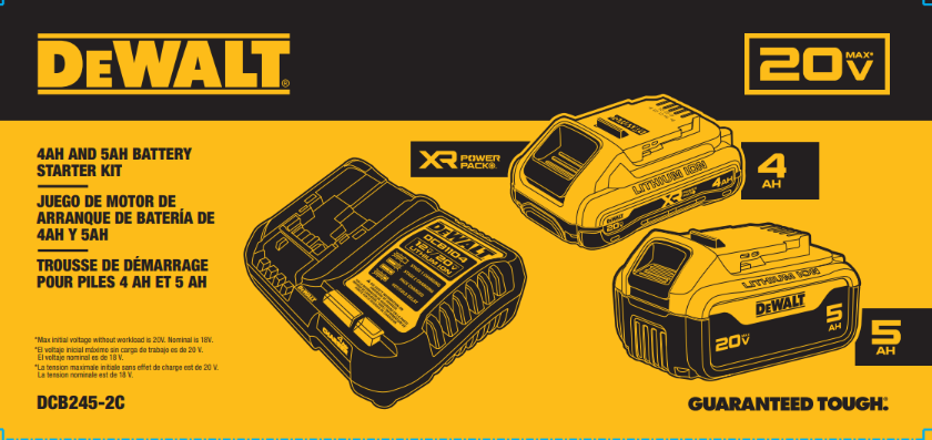 DeWalt 4AH and 5AH Starter Kit DCB245-2C