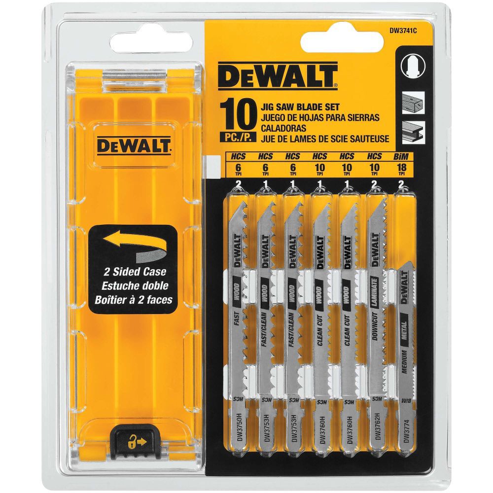 DeWalt DW3741C 10 PC T-SHANK JIG SAW BLADE SET W/CASE
