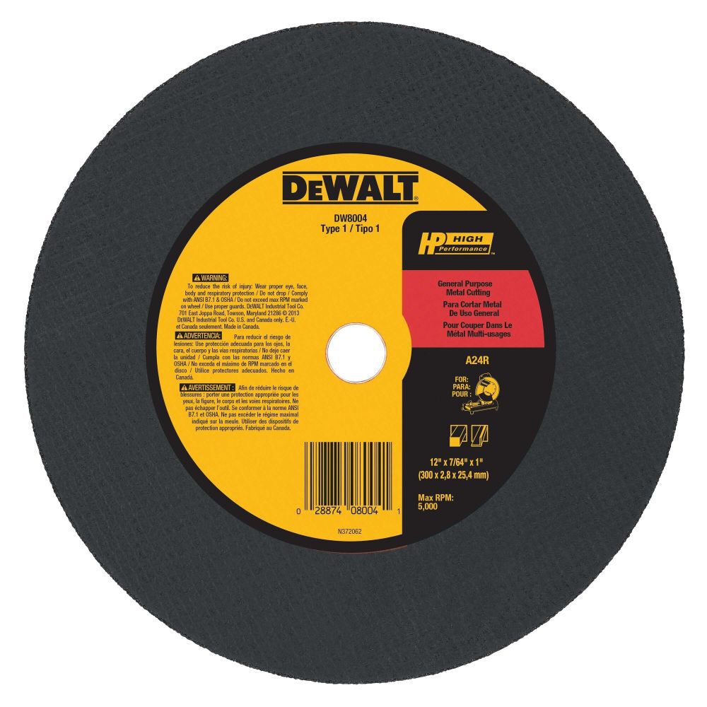 DeWalt DW8004 12 X 7/64 X 1 CHOP SAW WHEEL