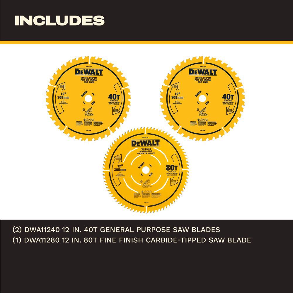 DeWalt DWA112CMB DW 2PK 12 IN 40T AND 60T SAW BLADES
