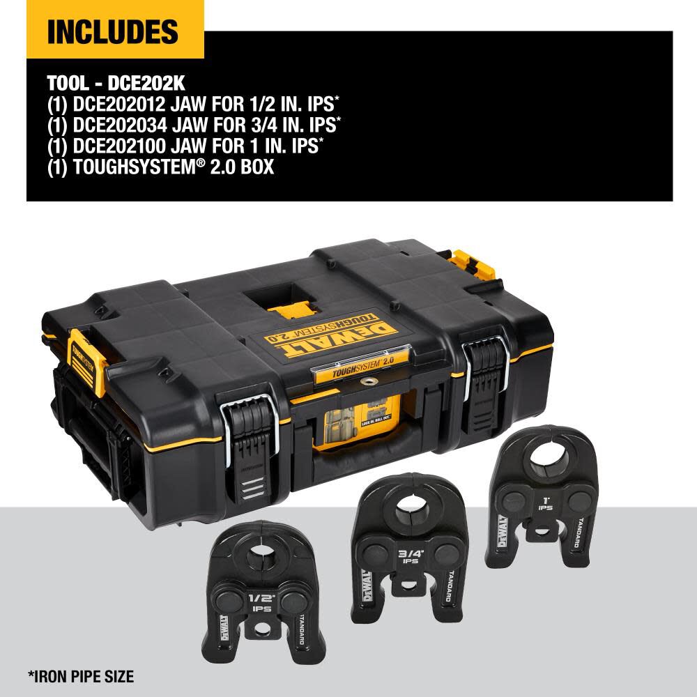DeWalt DCE202K 1/2IN - 1IN IPS PRESS KIT