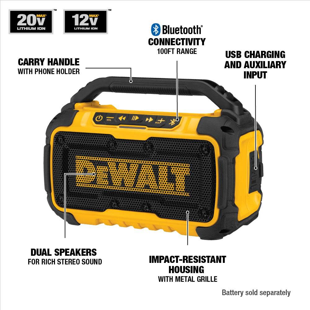 DeWalt DCR010 12V/20V Max Worksite Bluetooth Speaker