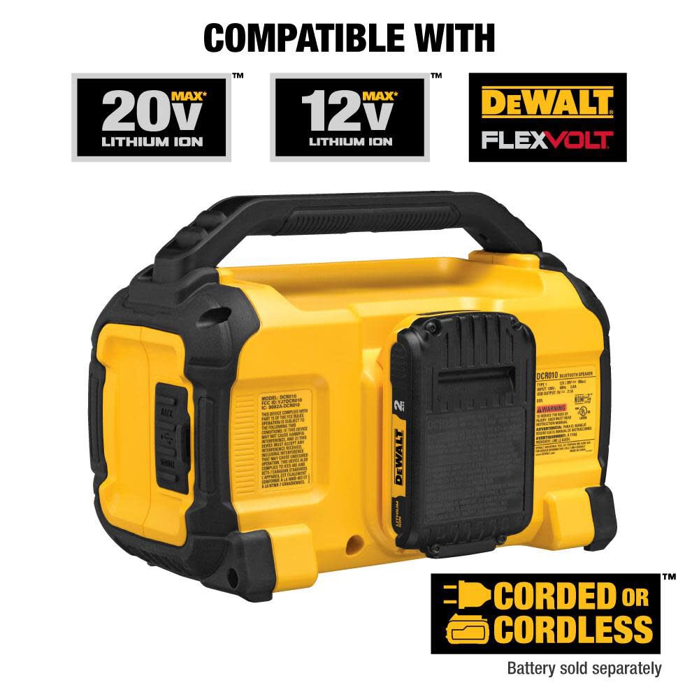 DeWalt DCR010 12V/20V Max Worksite Bluetooth Speaker