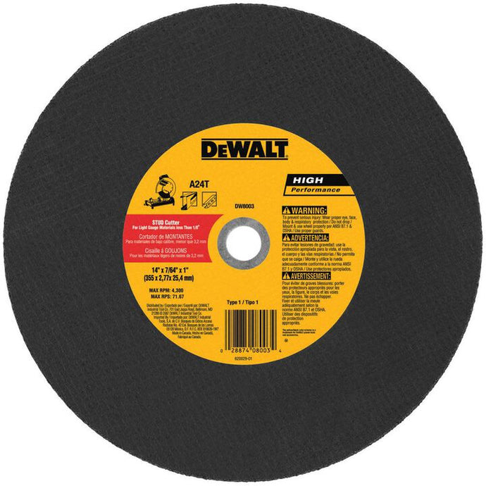 DeWalt DW8003 14X7/64X1 IN STUD CUTTING CHOP SAW WHL