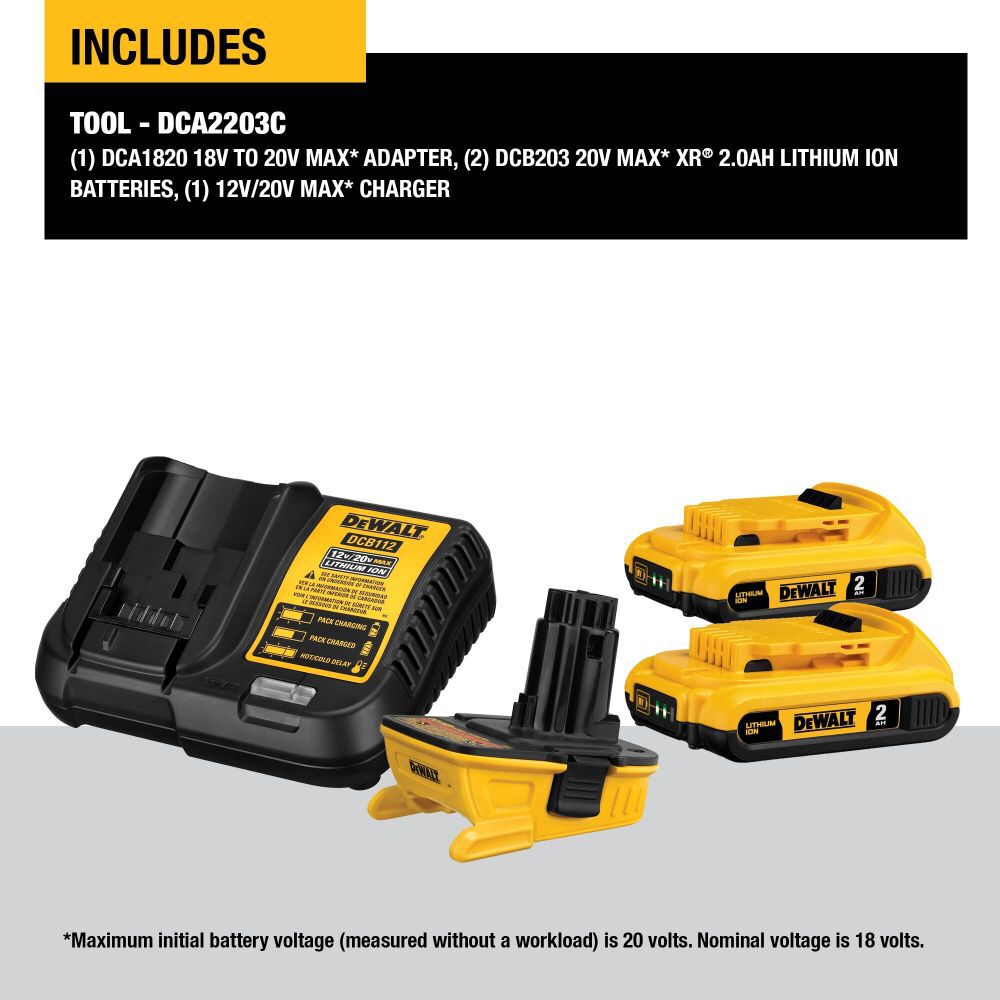 DeWalt DCA2203C 18V-20V ADAPTER BATTERY COMBO KIT