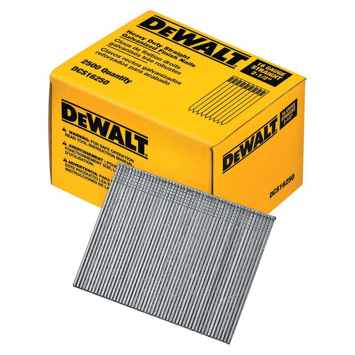 DeWalt DCS16250 2-1/2IN 16GA STRAIGHT FINISH NAIL 2.5K