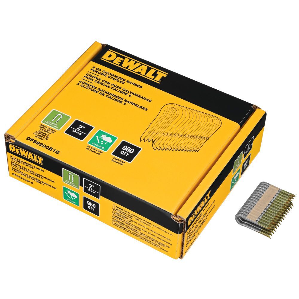 DeWalt DFS9200B1G 2IN 9GA GALV BARBED STAPLE 960 PACK