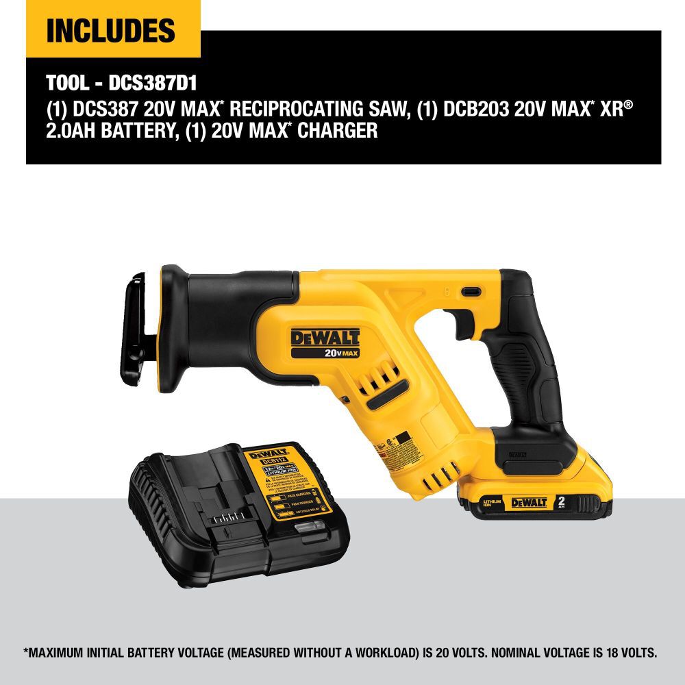 DeWalt DCS387D1 20V MAX COMPACT RECIP SAW KIT (2.0Ah)