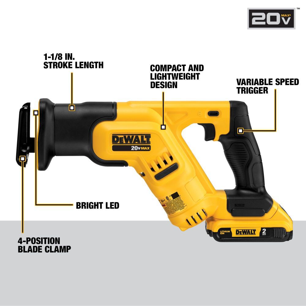 DeWalt DCS387D1 20V MAX COMPACT RECIP SAW KIT (2.0Ah)