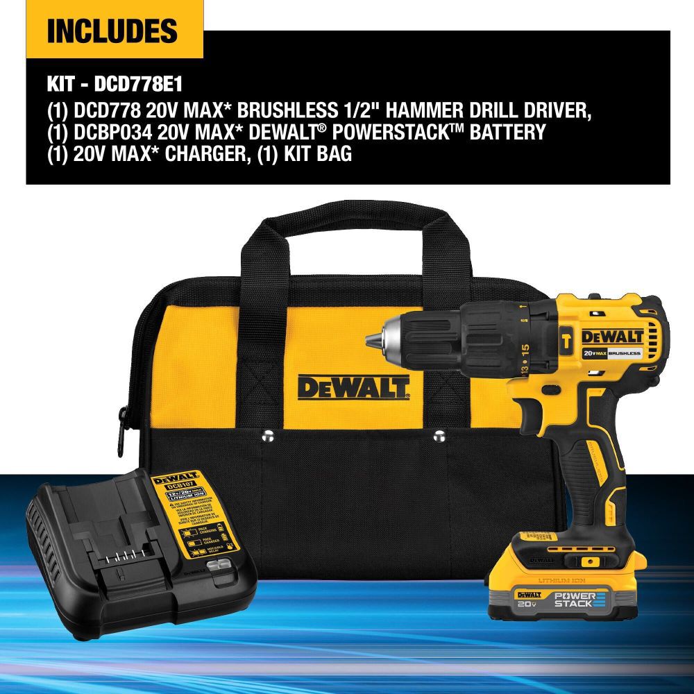 DeWalt DCD778E1 20V BRUSHLESS COMPACT HD - KIT