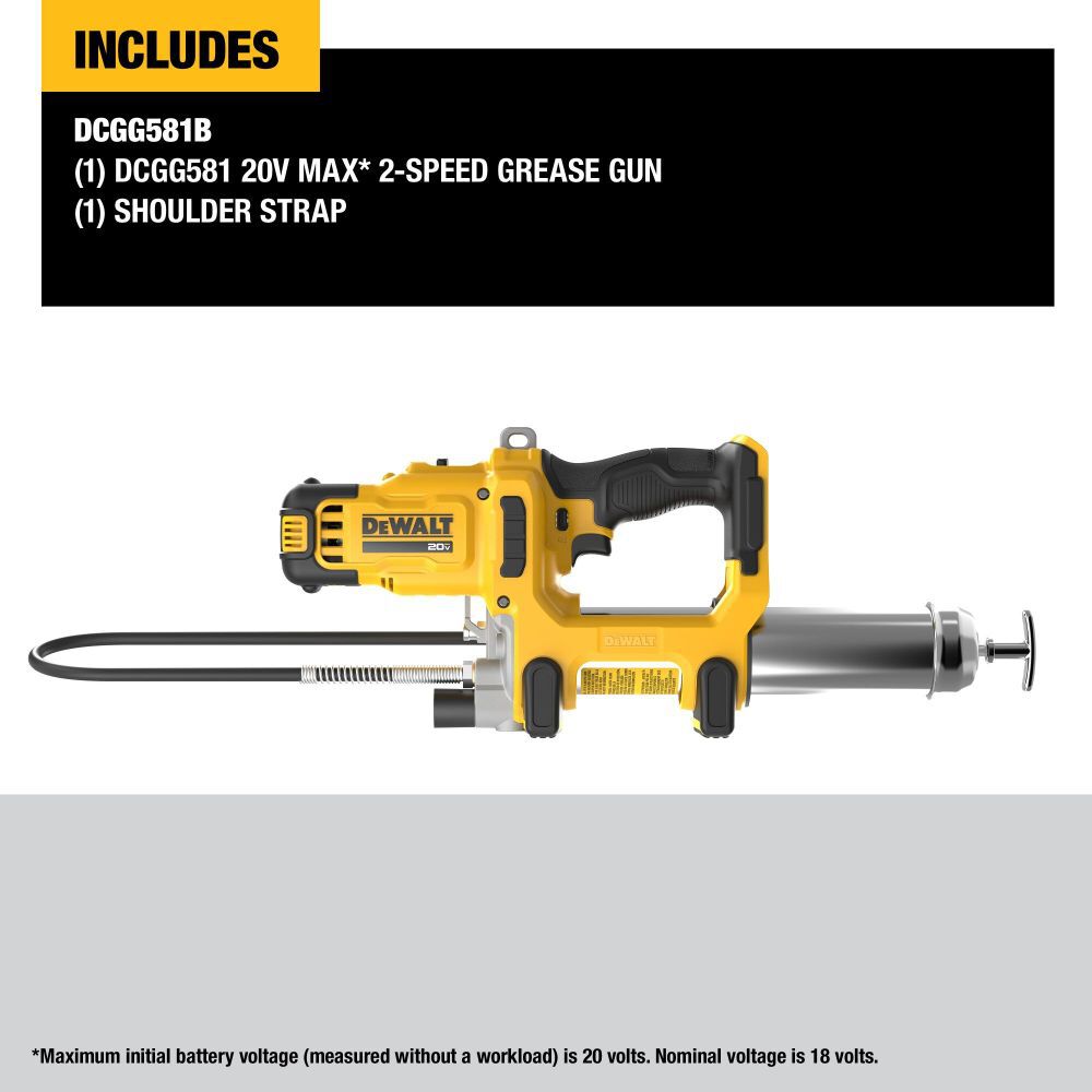 DeWalt DCGG581B 20V MAX Cordless 2-Speed Grease Gun