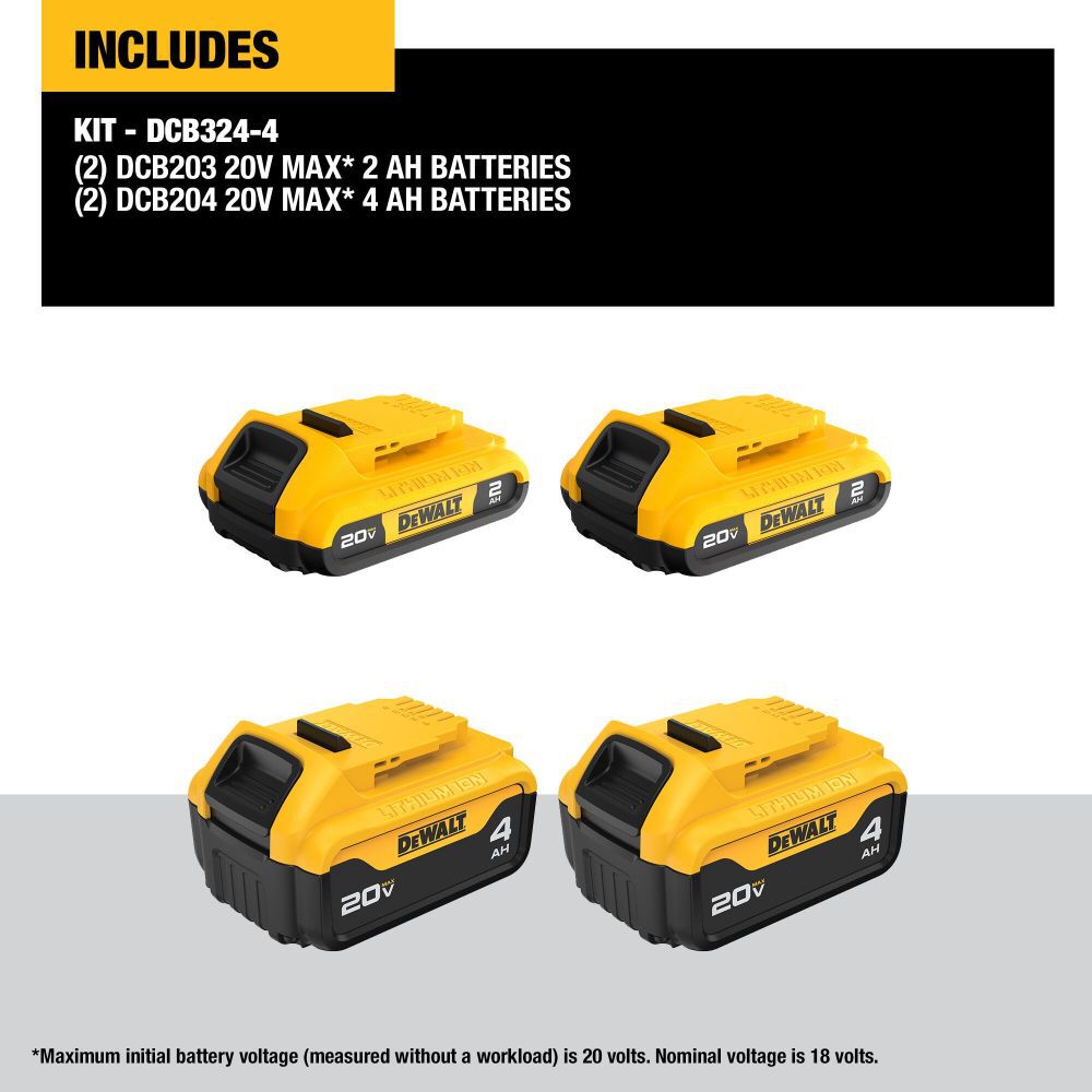DeWalt DCB324-4 20V MAX LITHIUM ION BATTERY 4-PACK