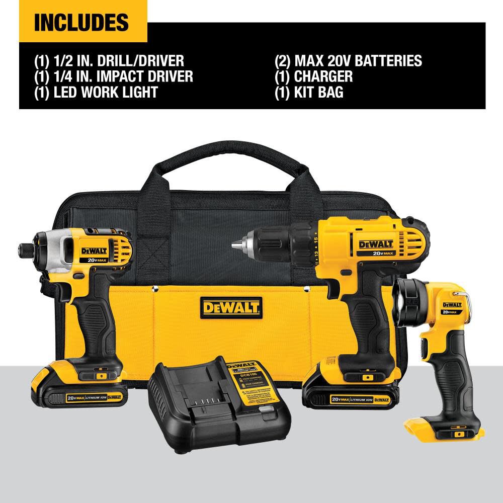 DeWalt DCK340C2 20V MAX LI-ION COMPACT 3TOOL COMBO KIT