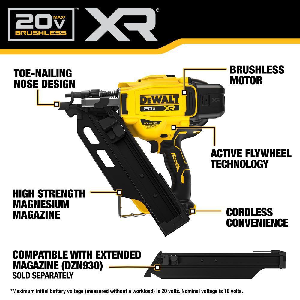 DeWalt DCN930B 20V 30DEG FRAMING NAILER BARE