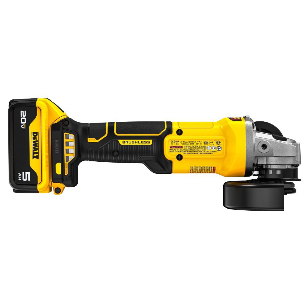 DeWalt DCG407P1 20V BL 4.5 IN ANGLE GRINDER - 5AH KIT