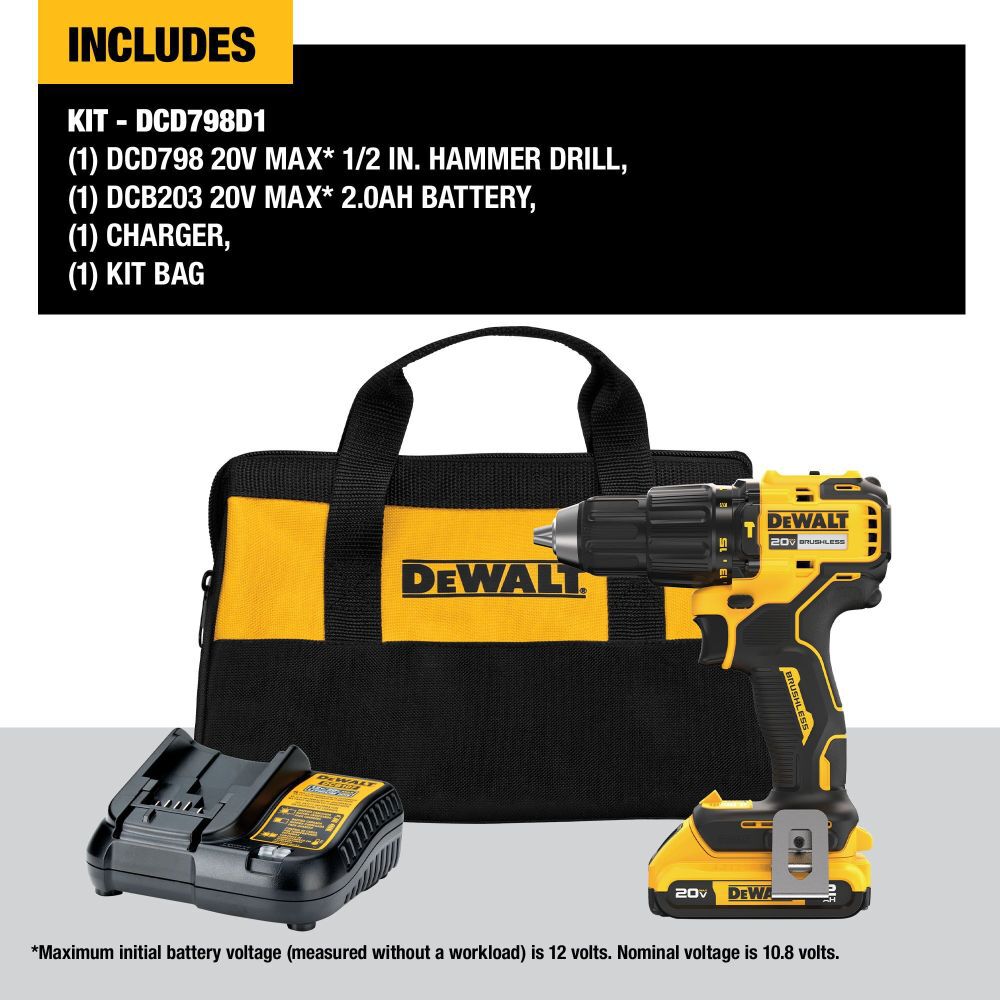 DeWalt DCD798D1 20V BRUSHLESS COMPACT HD - KIT