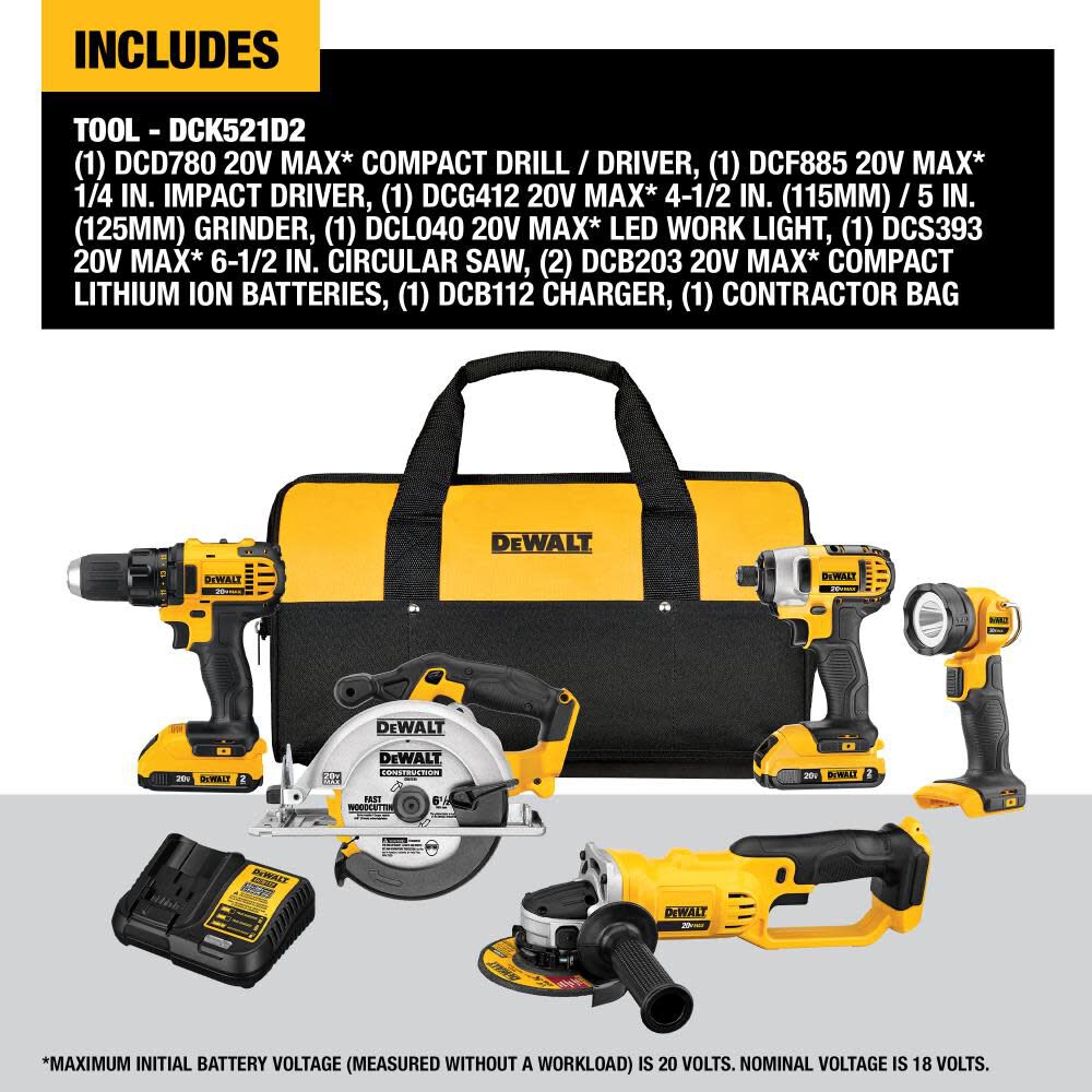 DeWalt DCK521D2 20V MAX COMPACT 5 KIT