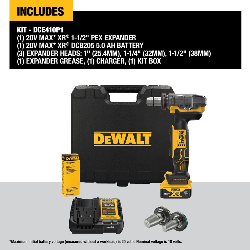 DeWalt DCE410P1 20V MAX XR 1-1/2 IN PEX EXPANDER KIT