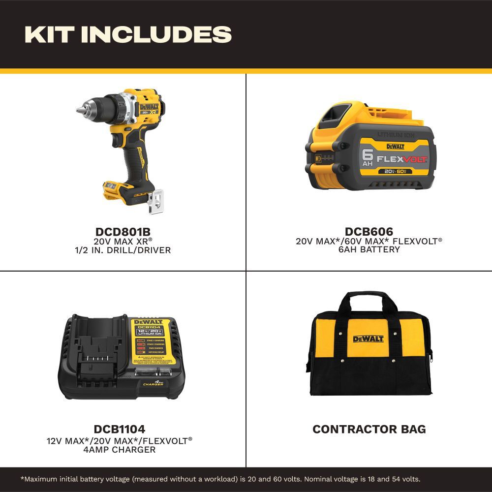 DeWalt DCD801T1 20V Max XR Drill/Driver kit