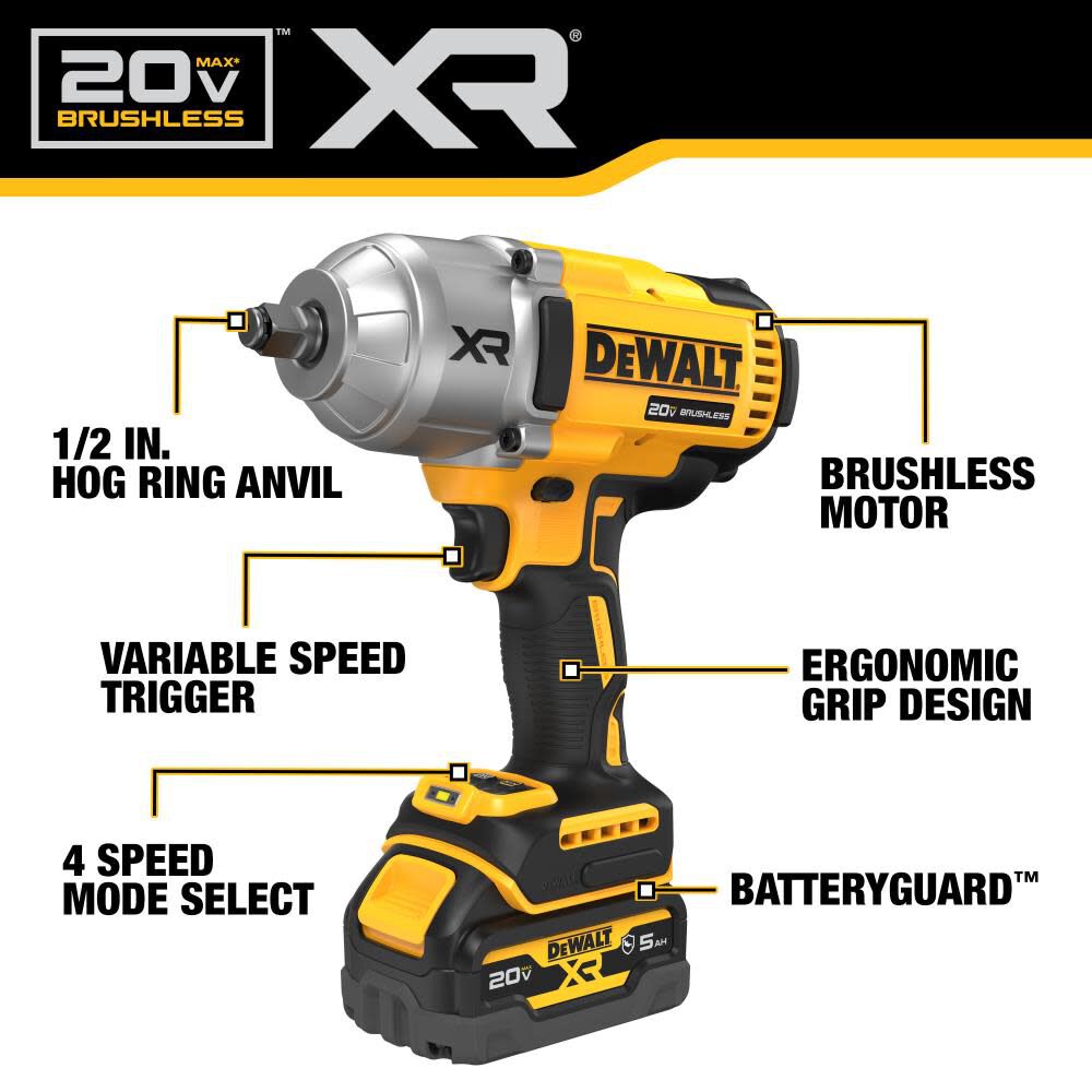 DeWalt DCF900GP2 1/2IN HIGH TORQUE IW KIT W/ GFN BATTERIE