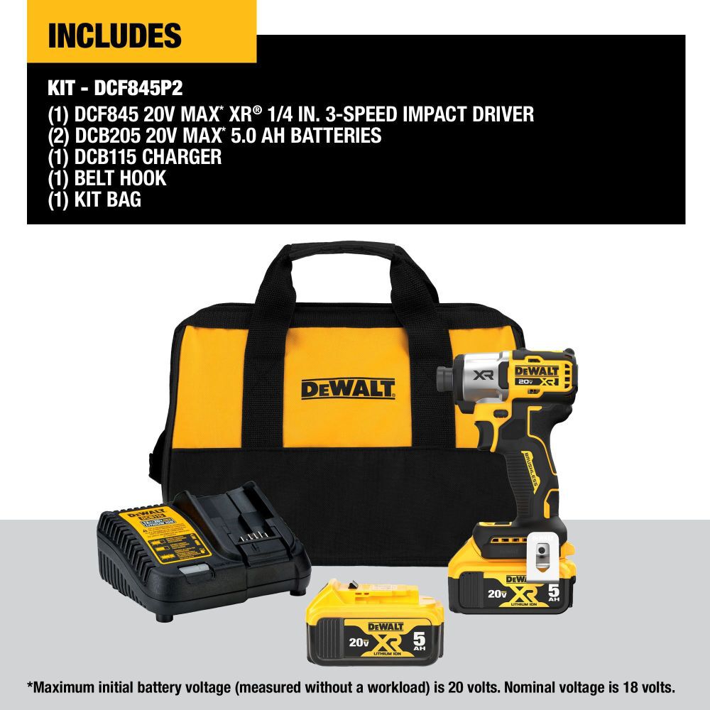DeWalt DCF845P2 20V XR IMPACT DRIVER KIT