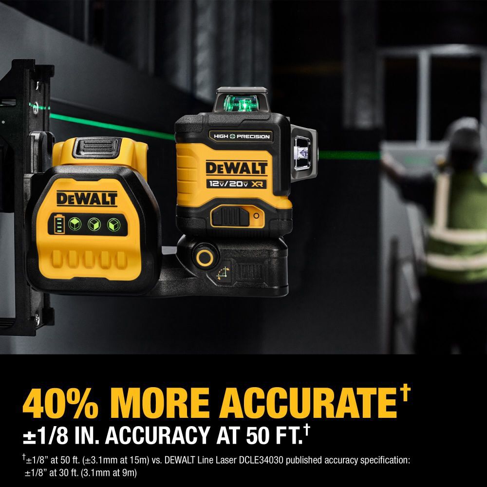 DeWalt DCLE34033D1 20V HIGH PREC 3X360 GREEN LASER