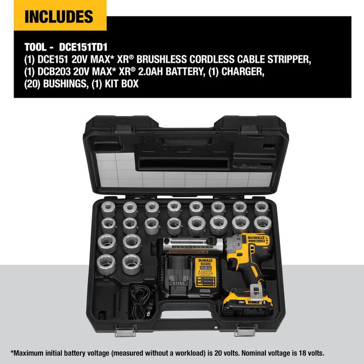 DeWalt DCE151TD1 20V MAX CABLE STRP KIT CU/AL THHN/XHHW