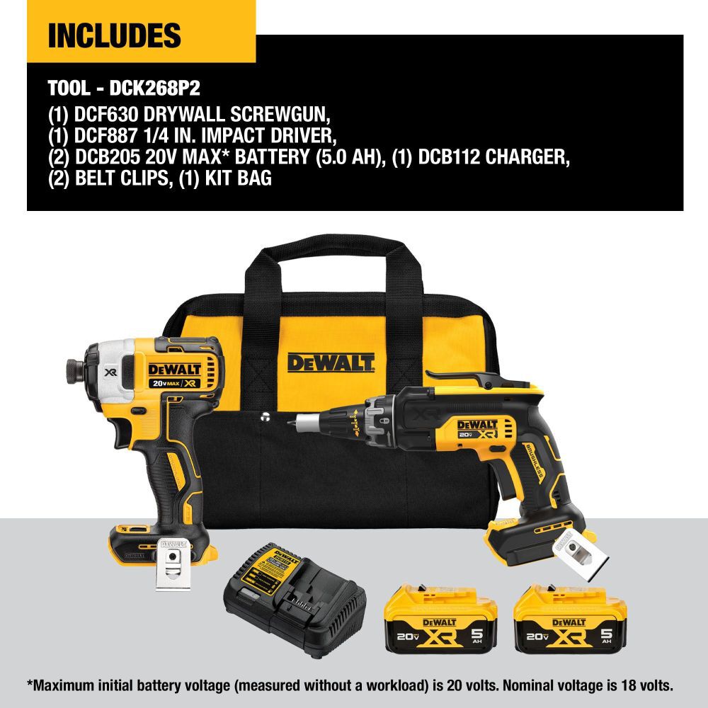 DeWalt DCK268P2 20V MAX SCREWGUN AND IMPACT (5.0AH KIT)
