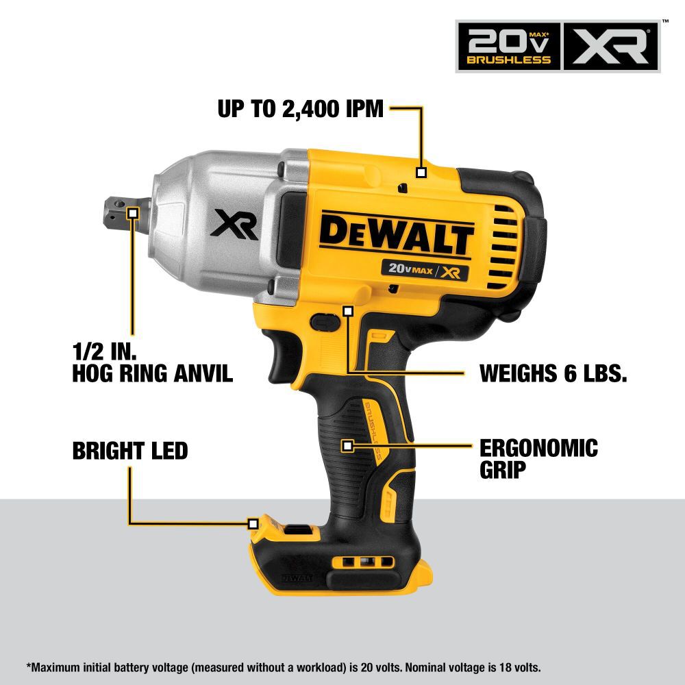 DeWalt DCF899B 20V BL 1/2 IN IMPACT WR W. DETENT (BARE)