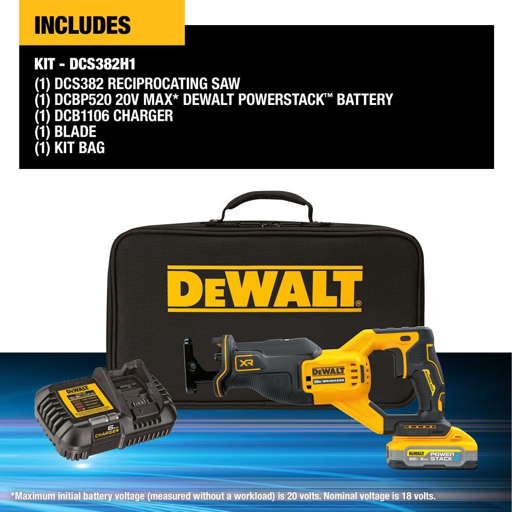 DeWalt DCS382H1 20V MAX BRUSHLESS RECIP SAW (KIT)