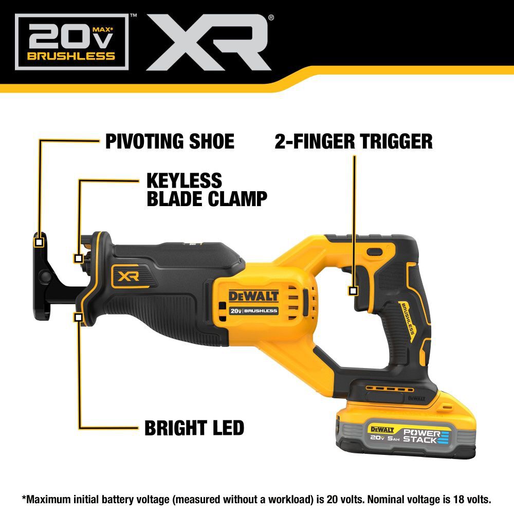DeWalt DCS382H1 20V MAX BRUSHLESS RECIP SAW (KIT)