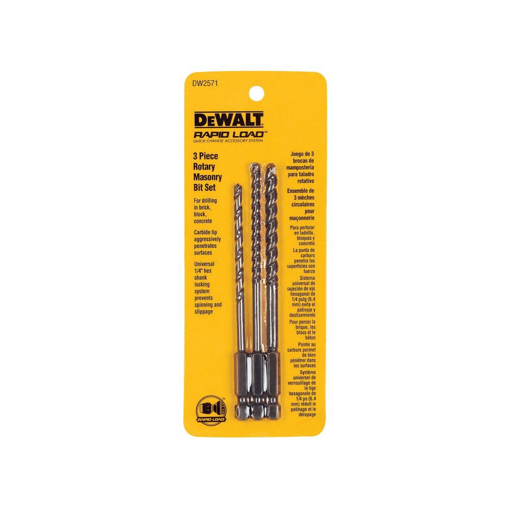 DeWalt DW2571 3 PC MASONRY BIT SET