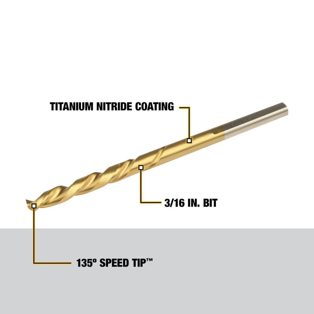 DeWalt DW1312 3/16IN TITANIUM SPEED TIP DRILL BIT
