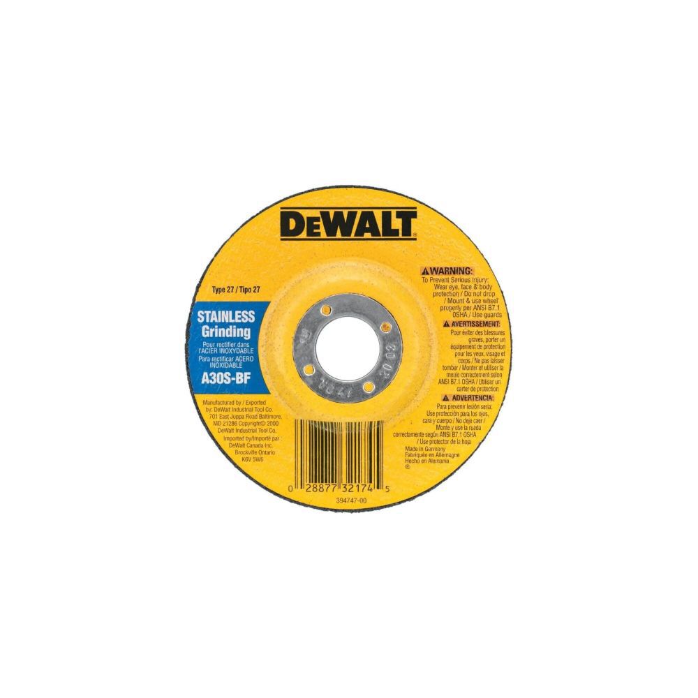 DeWalt DW8415 4-1/2X1/4X5/8-11 STAINLESS STL GRD WH